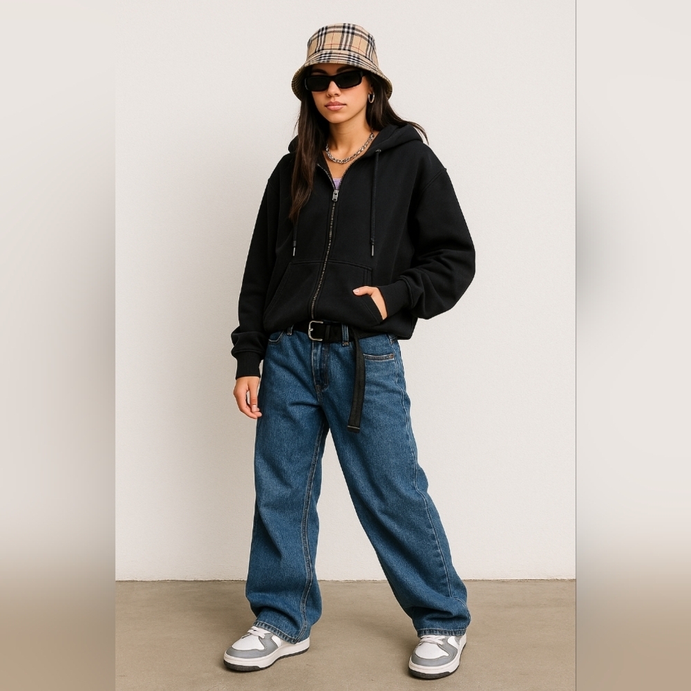 Y2K Baggy Jeans, Wide Leg, Mid Rise, Carpenter/Skater style, Petite/Ankle Crop - Picture 12 of 12
